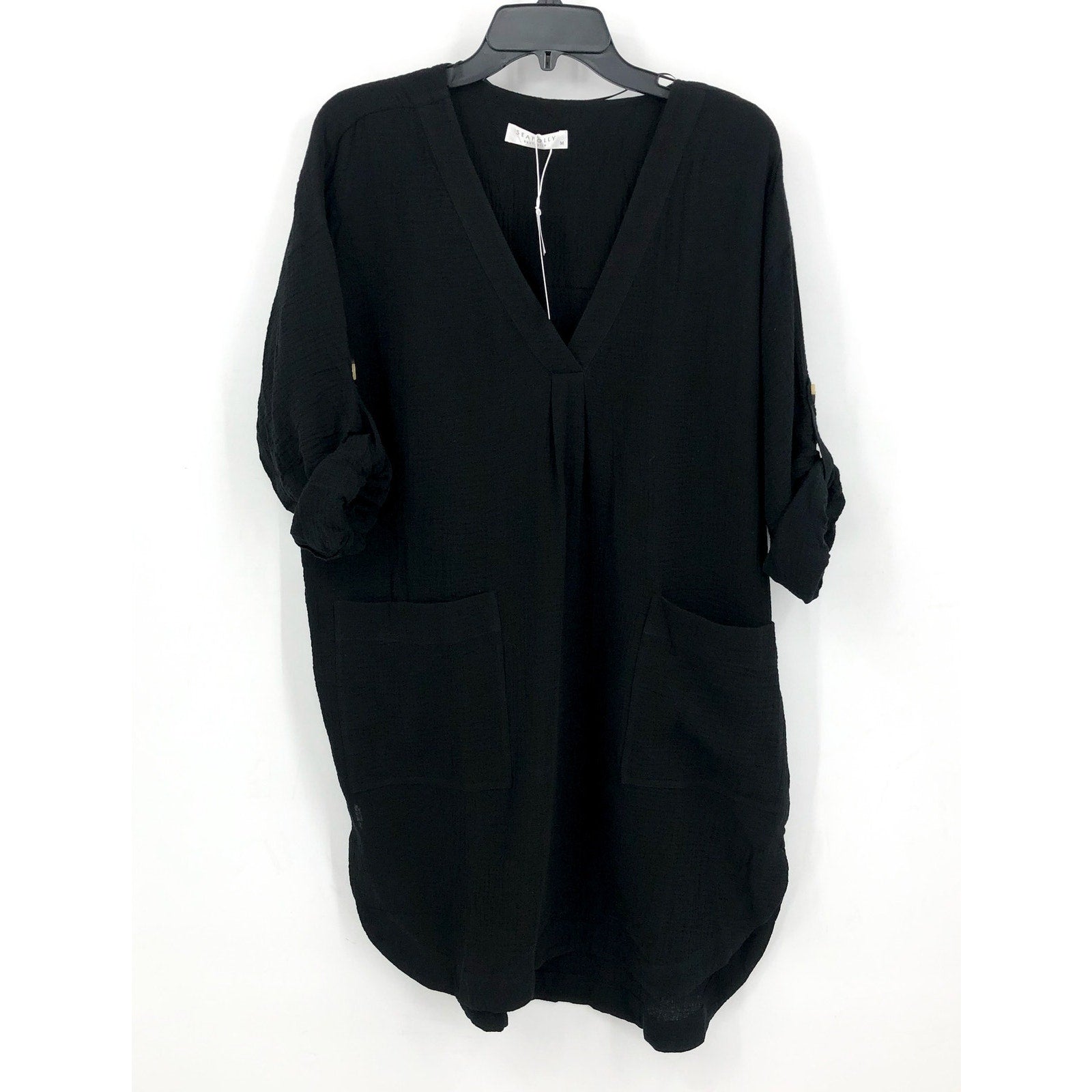 SEAFOLLY Womens Essential Swim Cover Up Dress Size 8 Black Lightweight Gauze NWT