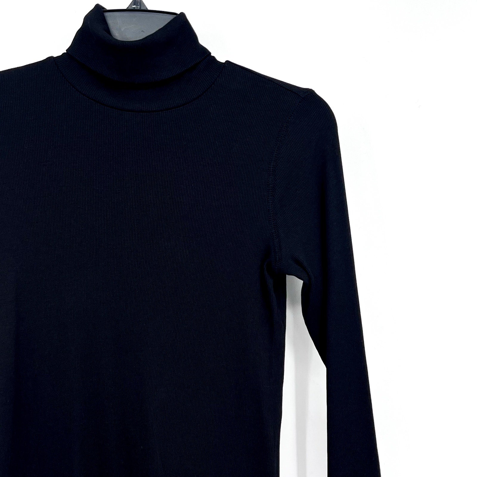 EVERLANE Women's Luxe Rib Turtleneck Sweater Small Black Long Sleeve Supima NWT