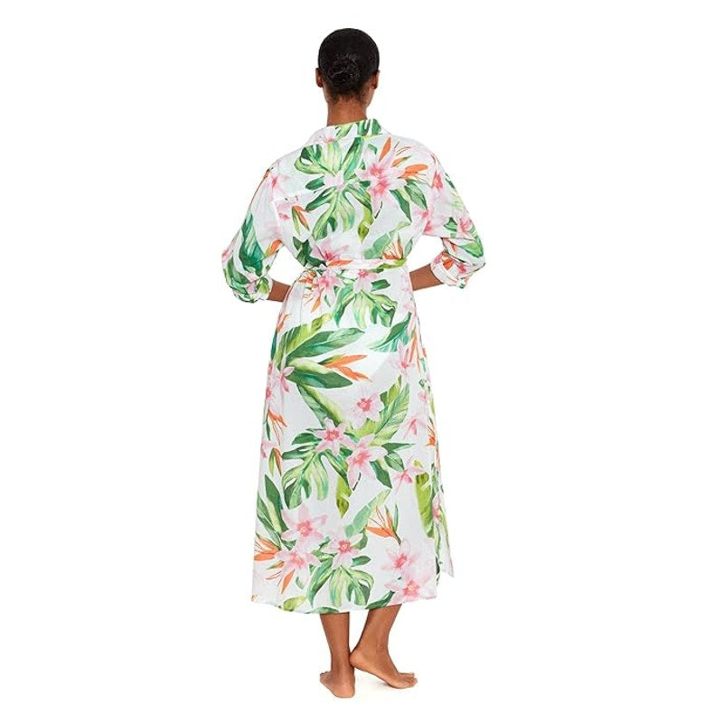 LAUREN RALPH LAUREN Tropical Floral Voile Shirtdress XL White Multi NWOT