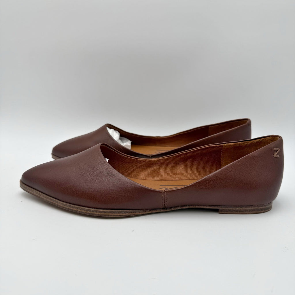 Zodiac Womens Hill Ballet Flats Size 7.5 M EU 38 Cognac Brown Leather NIB