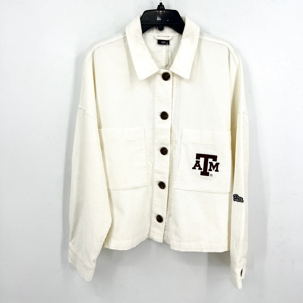 HYPE AND VICE Womens Texas A&M Cropped Jacket US XXL White Corduroy NWT