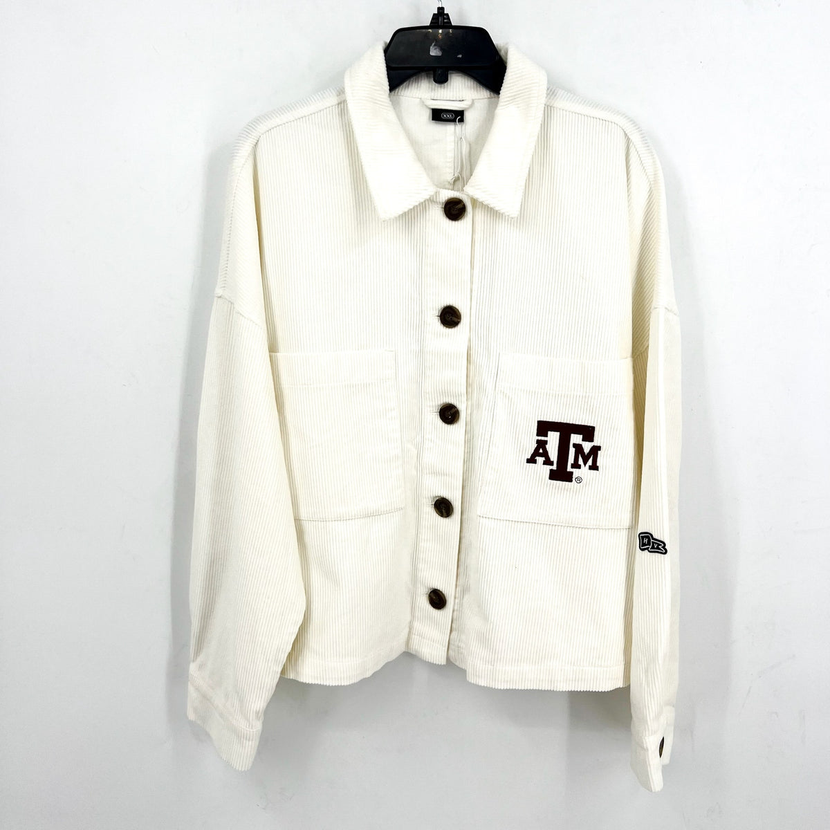 HYPE AND VICE Womens Texas A&M Cropped Jacket US XXL White Corduroy NWT