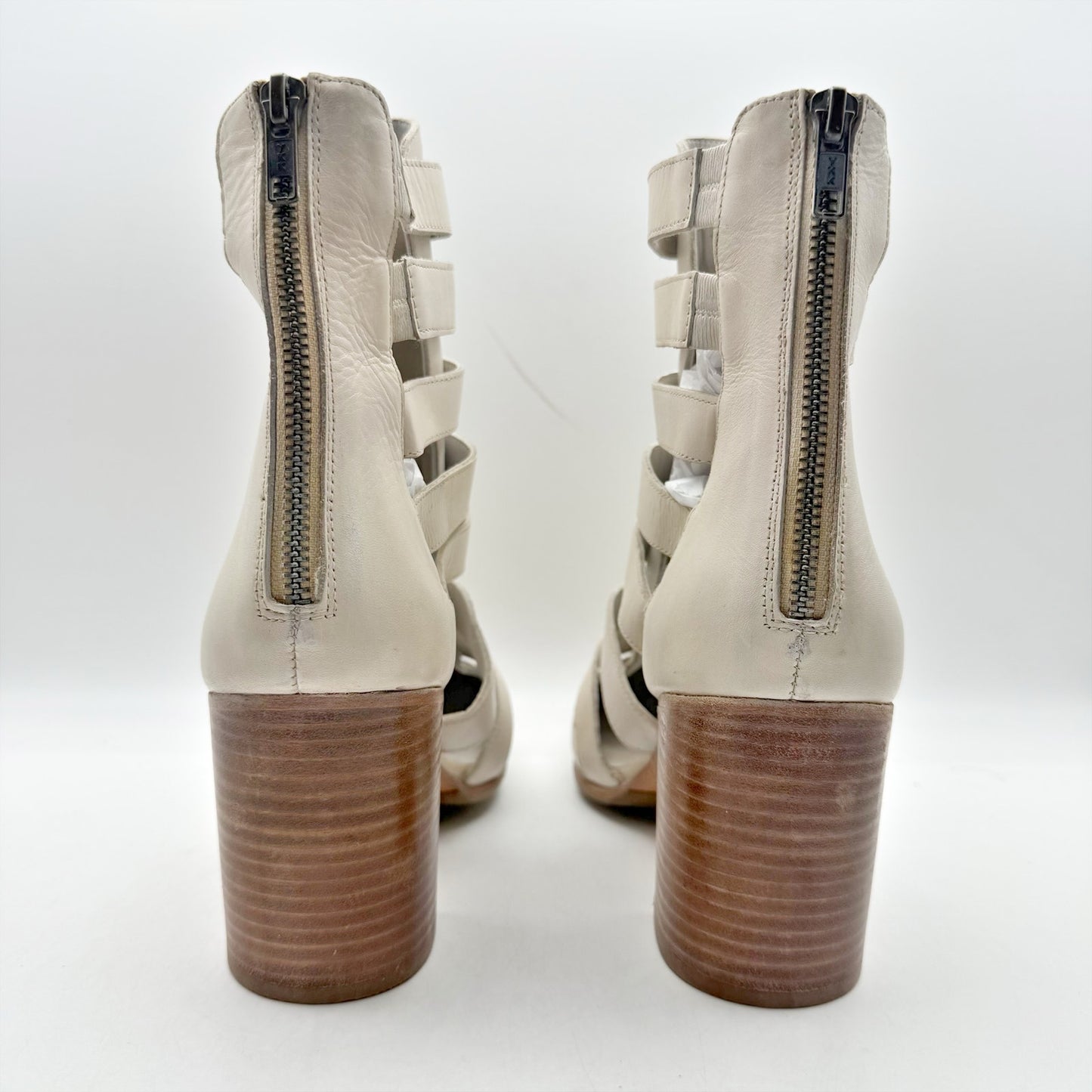 Vintage Foundry Womens Vivi Heel Sandals US 8.5 EU 39 Ivory Leather NWOB