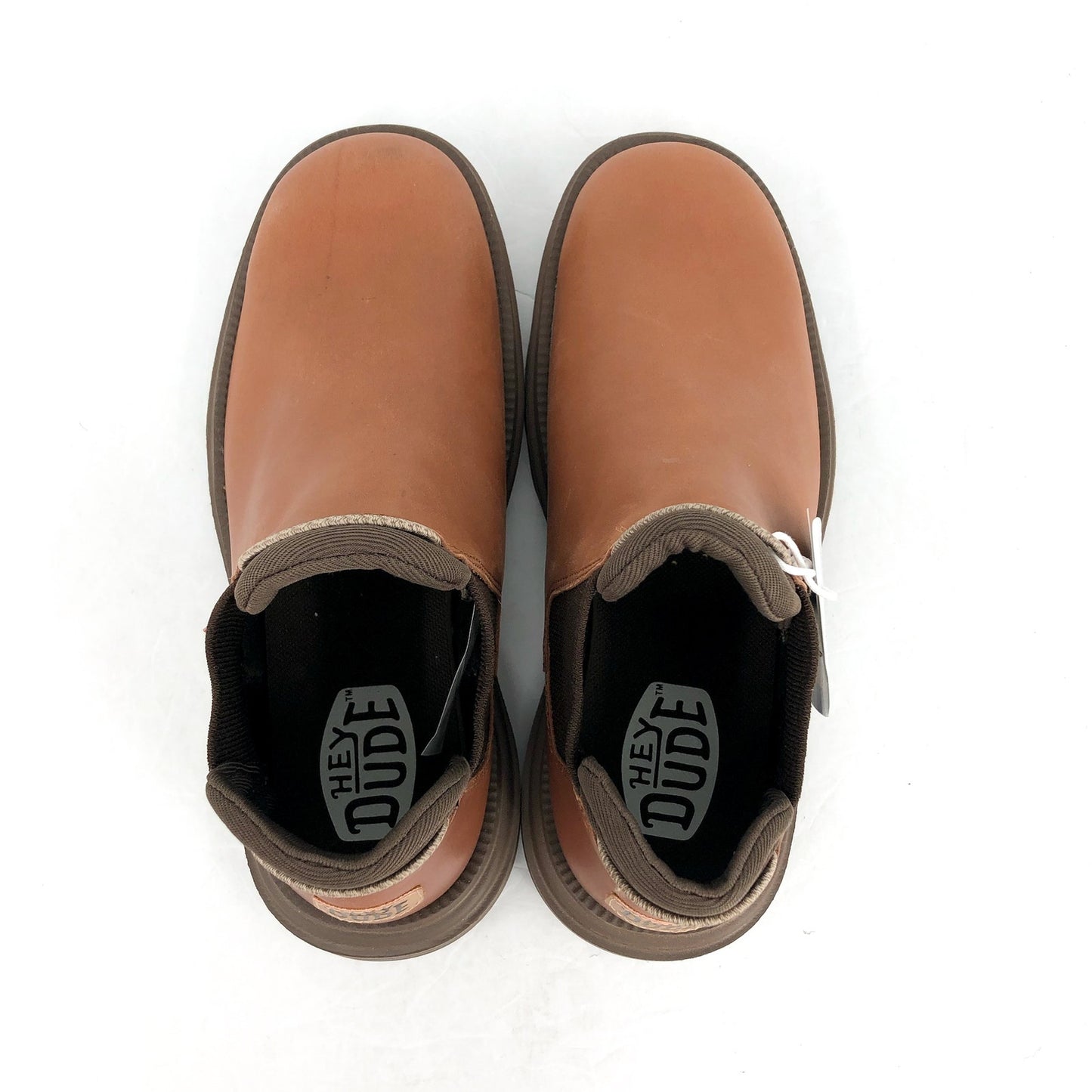 HEY DUDE Womens Branson Ankle Boots US 7 Cognac Leather Pull-On NIB