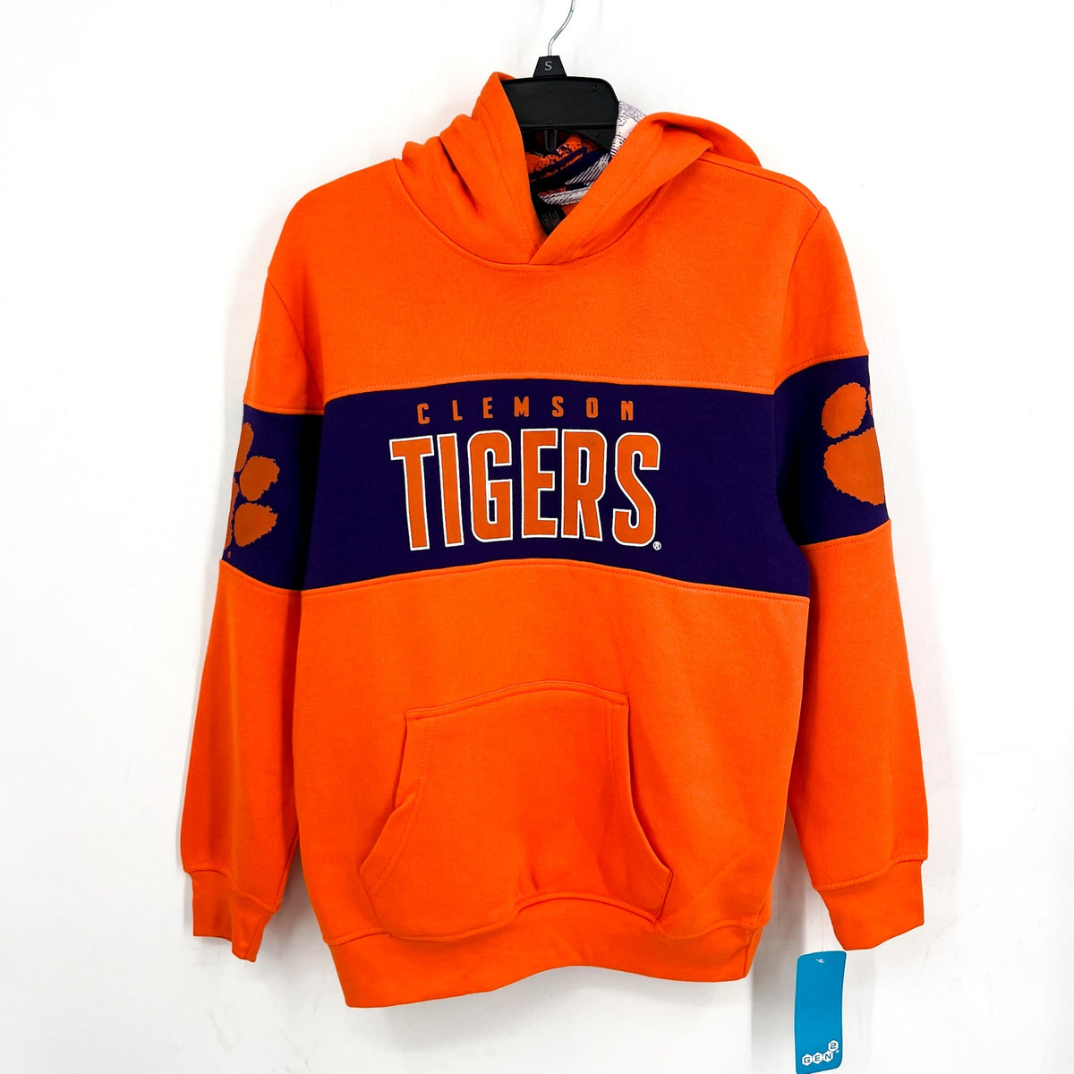 GEN 2 Youth Clemson Tigers Pullover Hoodie Large Orange Sweatshirt NWT