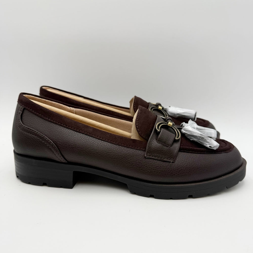 LifeStride Womens Logan Flat Loafers Size 7.5 M EU 38 Chocolate Brown NIB