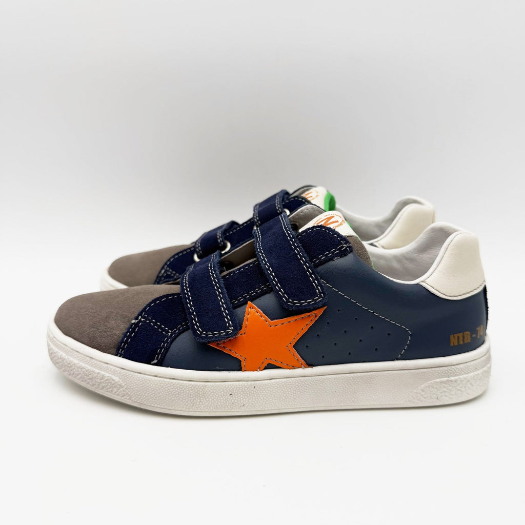 Naturino Boys Pinn VL Hook and Loop Sneakers Size 1.5 EU 32 Gray Navy Blue NIB