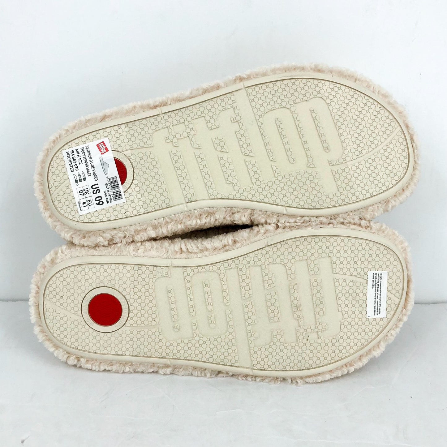 FitFlop Womens Iqushion D-Luxe Padded Teddy Mules US 9 EU 41 Cream Beige NIB