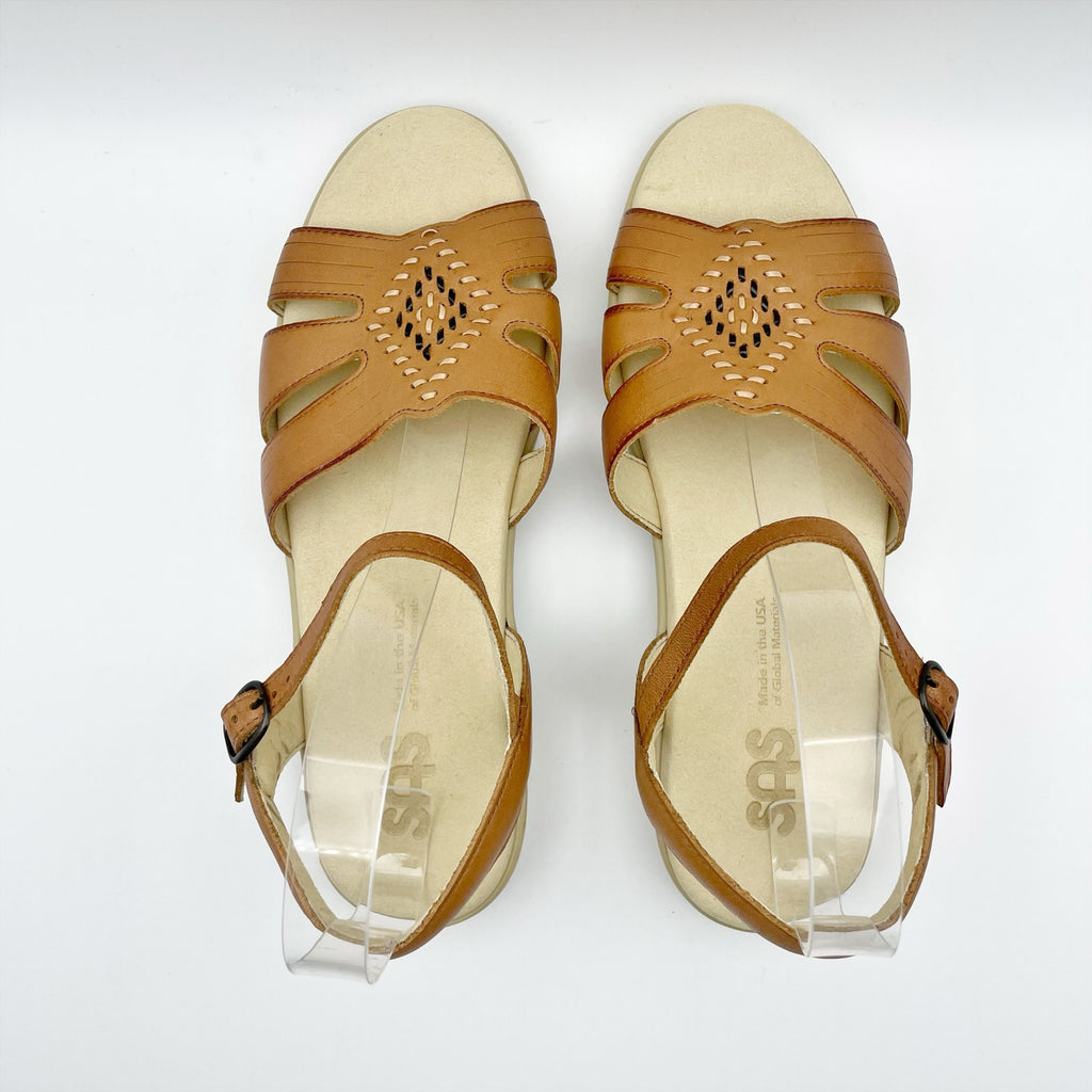 SAS Womens Huarache Sandals Size 7.5 NARROW Tan Leather Adjustable Strap NIB