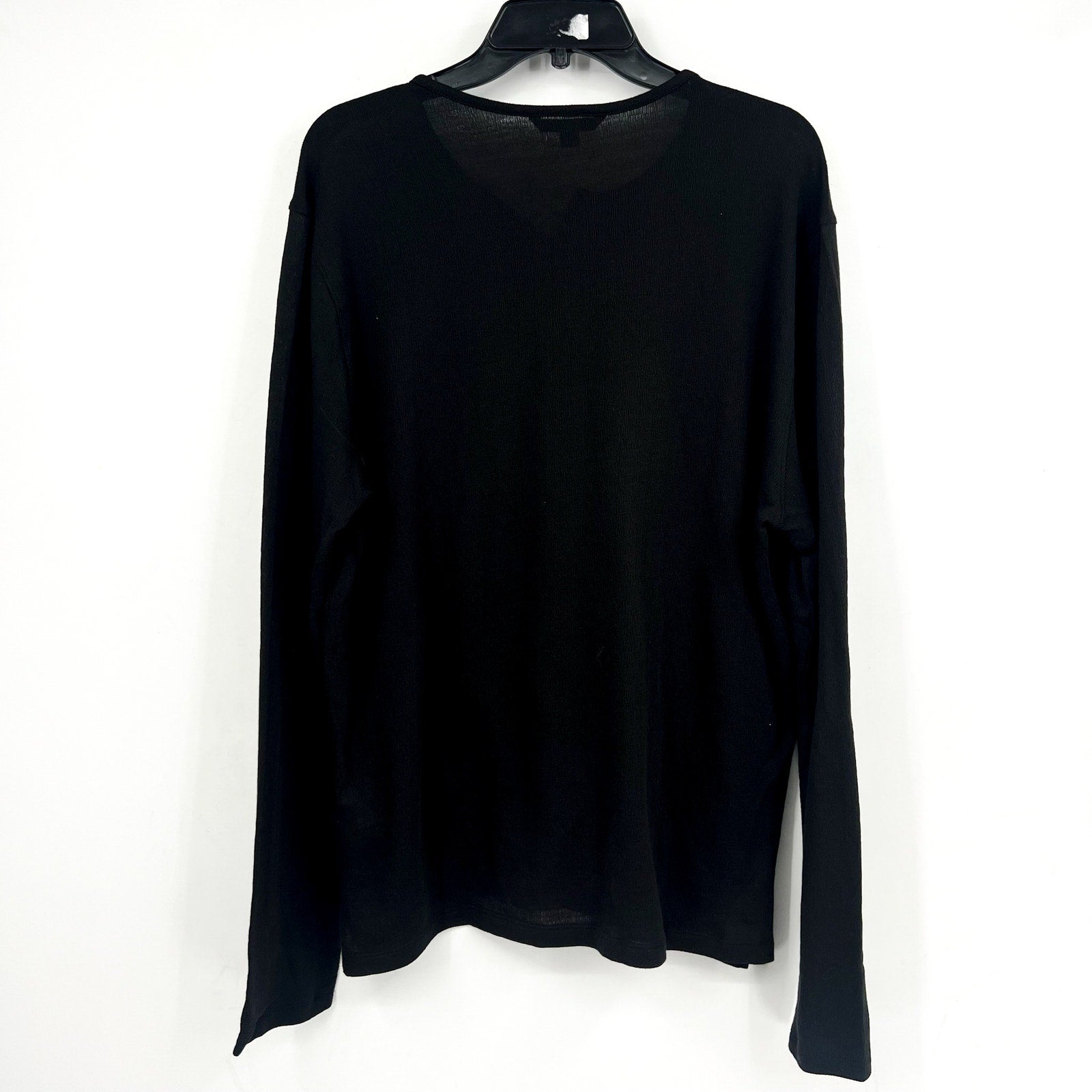 JOHN VARVATOS Men's Walden Henley Shirt Large Black Long Sleeve NWT