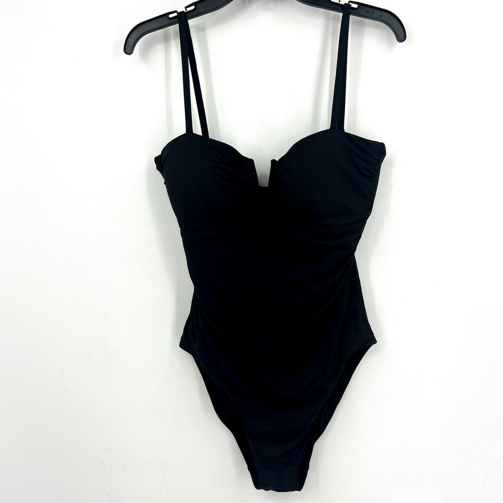 LAUREN RALPH LAUREN Solids V Wire One Piece Swimsuit Size 14 Black NWT