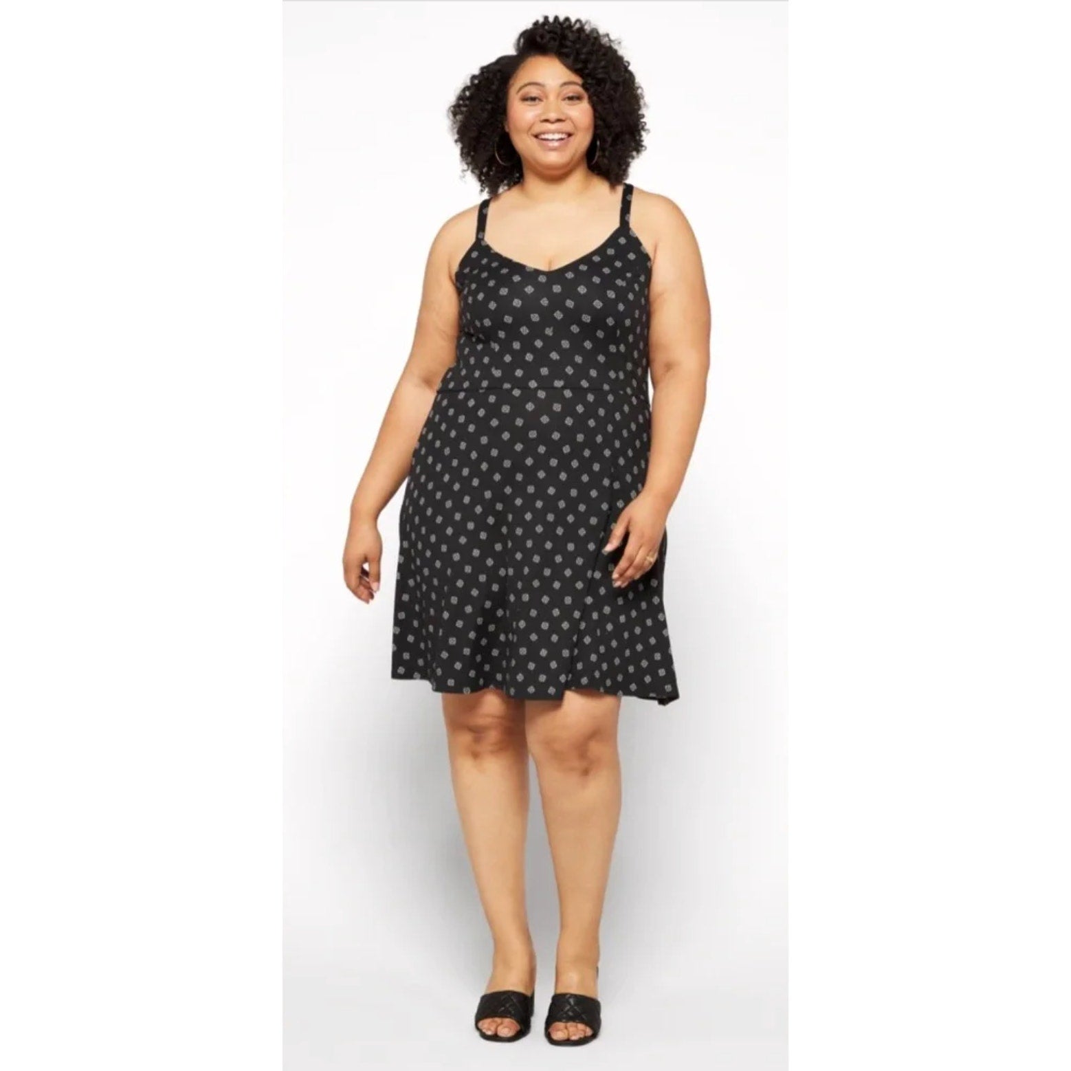 NINE BRITTON Women's Lizzy Brushed Knit Dress 2X Black White Print STITCHFIX NWT