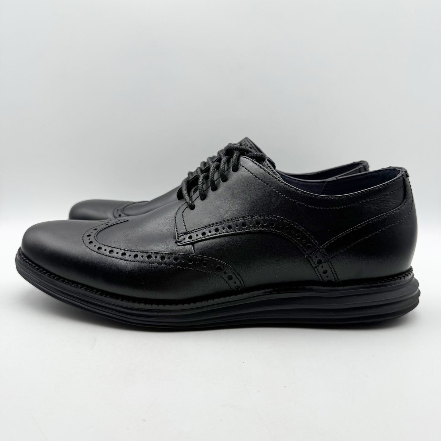 Cole Haan Mens Original Grand Wing Tip Oxford Shoes US 11 M Black Leather NWOB