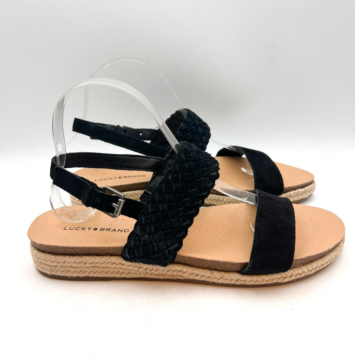 LUCKY BRAND Women's Gloreah Espadrille Sandals Size 8.5 Black Cushioned NWOB