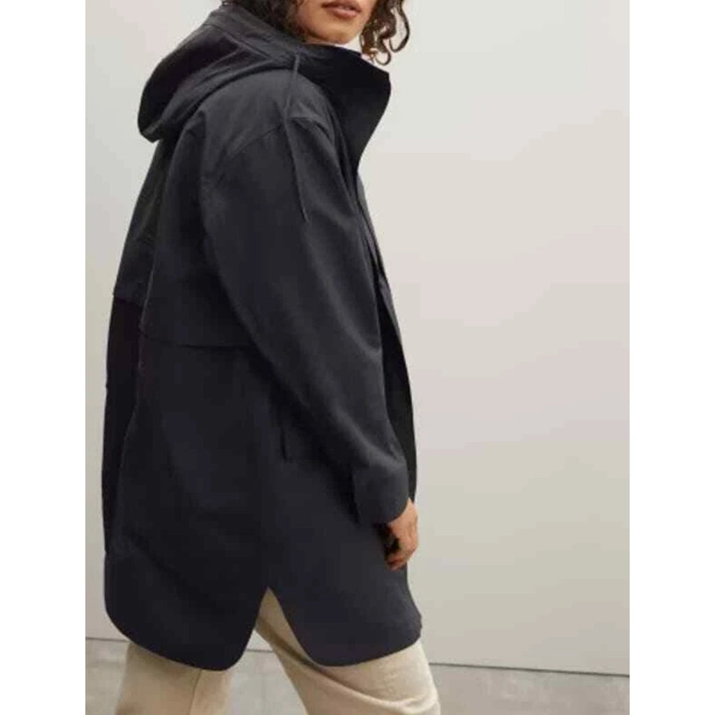 Everlane Womens ReNew Anorak Rain Coat XS Black Water-Repellent Hooded NWT