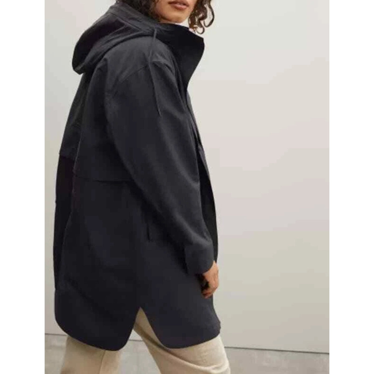 Everlane Womens ReNew Anorak Rain Coat XS Black Water-Repellent Hooded NWT