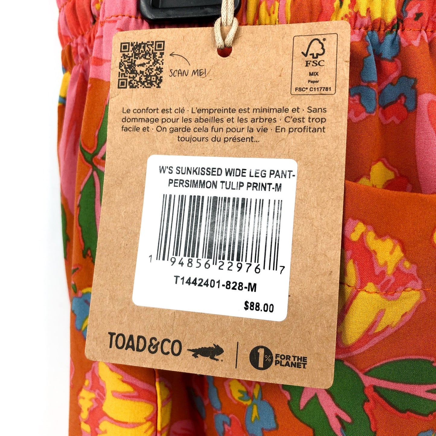 TOAD & CO Womens Sunkissed Wide Leg Pants Medium Red Persimmon Tulip Print NWT