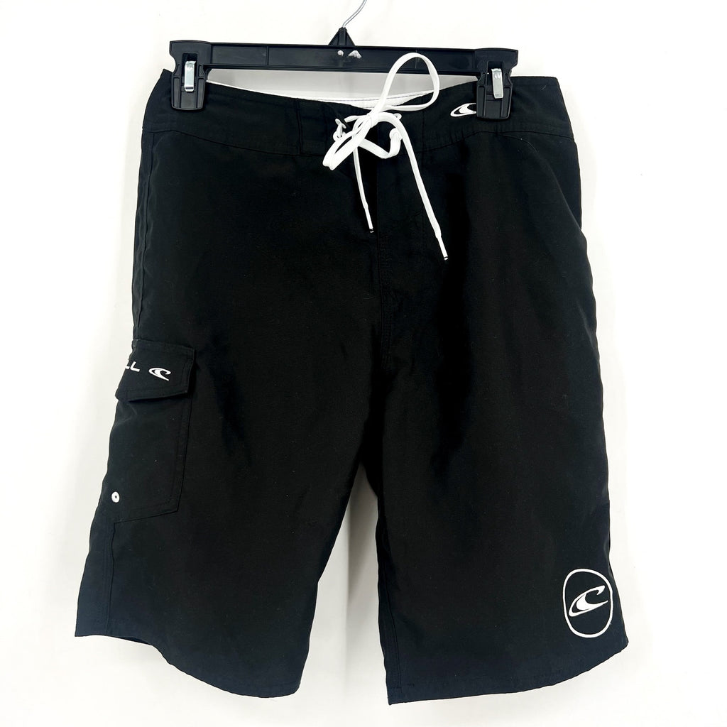 O'NEILL Men's Santa Cruz Solid 2.0 Boardshorts Size 28 Small Black White NWOT