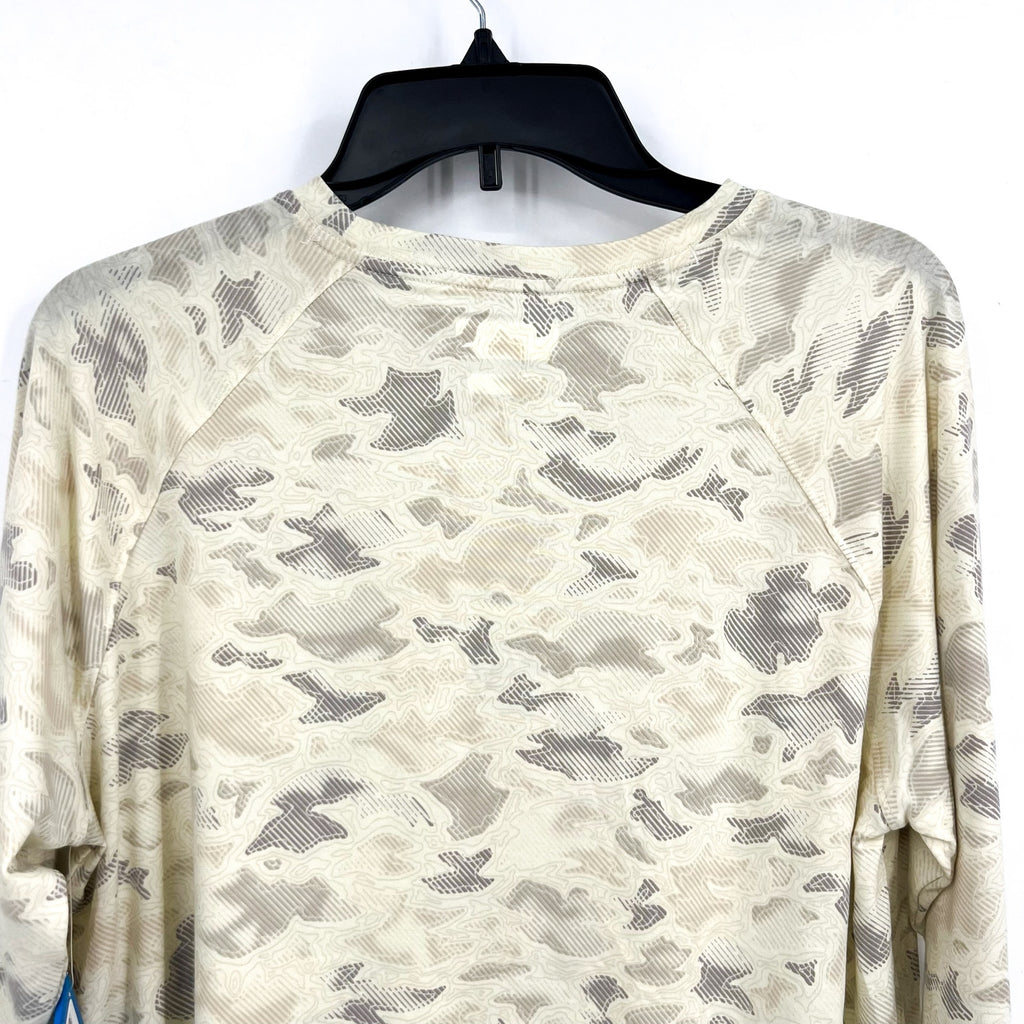 COLUMBIA Womens PFG Uncharted Knit Long Sleeve Shirt XL Stone Grey Cream NWT