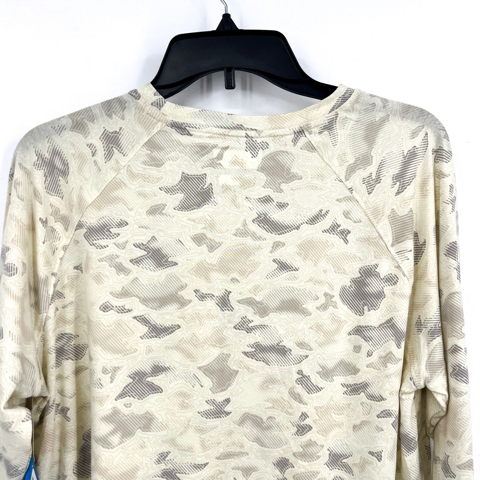 COLUMBIA Womens PFG Uncharted Knit Long Sleeve Shirt XL Stone Grey Cream NWT
