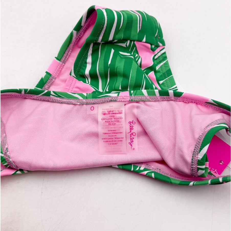LILLY PULITZER Pico High Cut Bikini Bottom Size 0 Pink Green Lets Go Bananas NWT