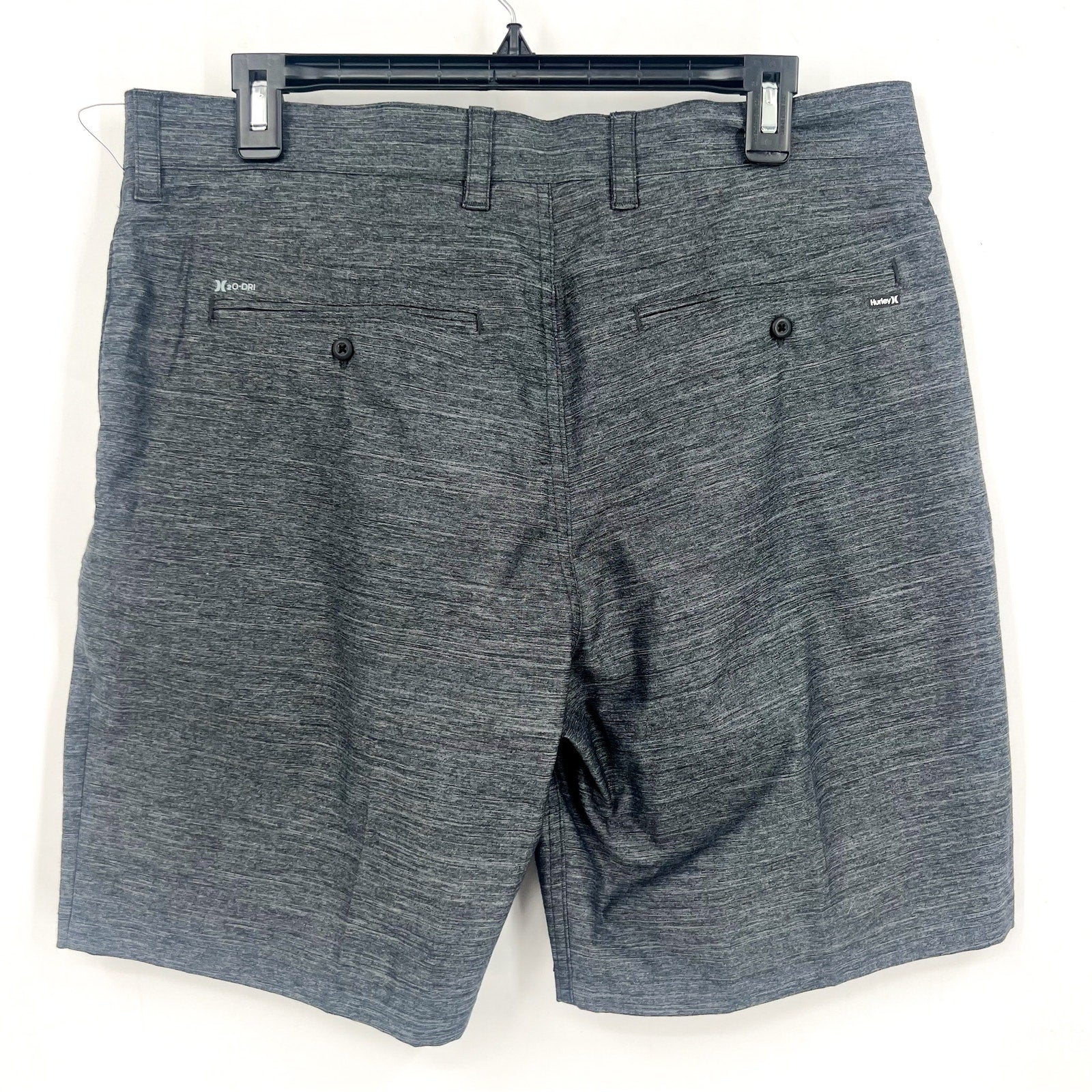 HURLEY Mens H2O-Dri Breathe 19" Walk Shorts Size 32 Black Heather 7" Inseam NWT