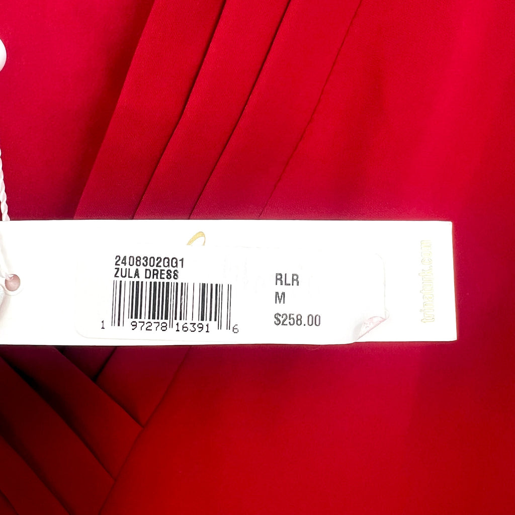TRINA TURK Womens Zula Casual Midi Dress US Medium Red Pleated Cap Sleeve NWT