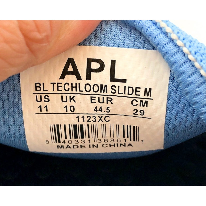 APL Mens Big Logo TechLoom Slide Sandals US 11 EU 44.5 White Blue Slip On NIB