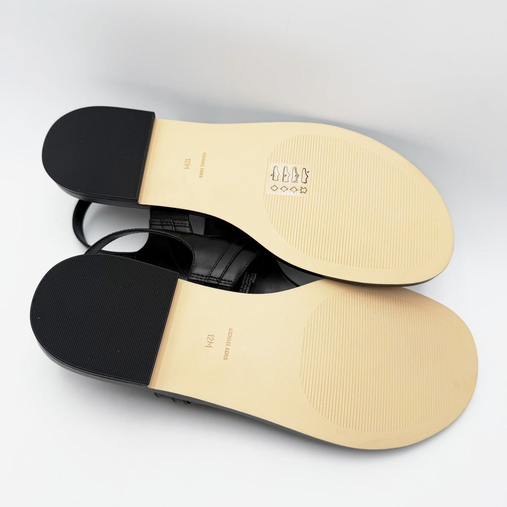 Michael Kors Womens Mandy Leather Thong Sandals Size 12 Black Slingback NIB