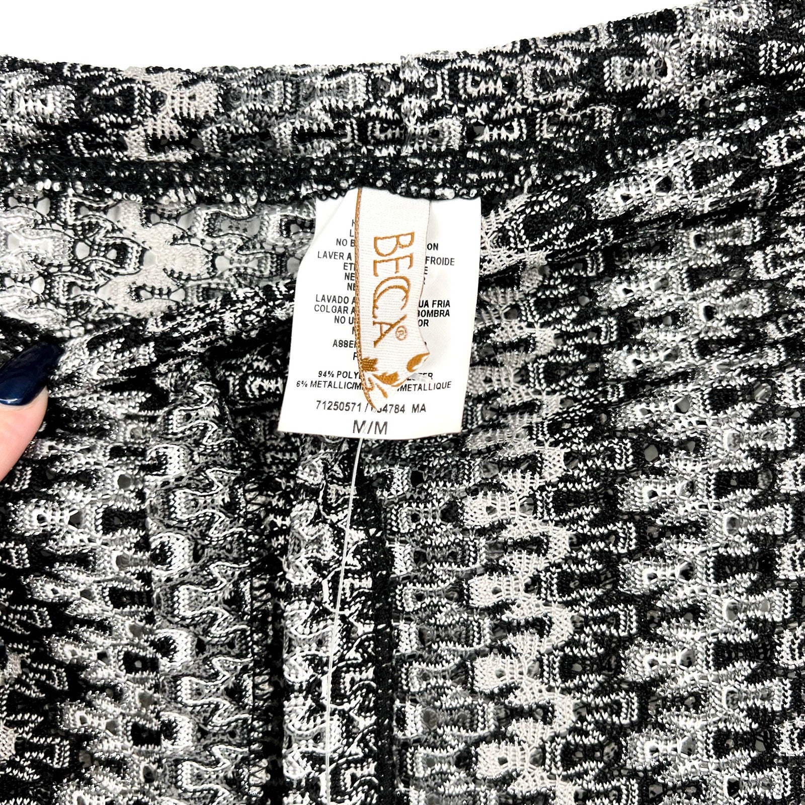 BECCA Women's Granite Bay Crochet Cover-Up Pants Medium Black Split-Leg NWT