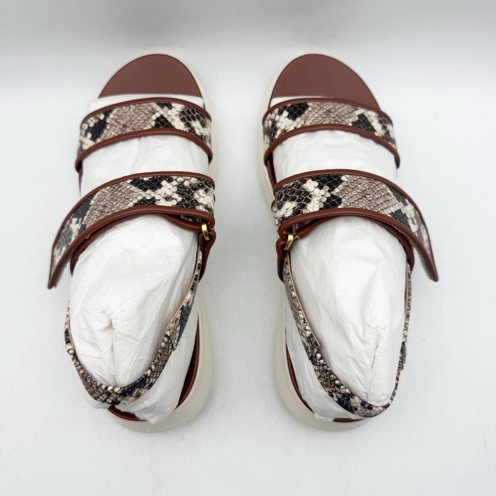 Cole Haan Womens Zerogrand Meritt Sandals Size 6 Brown Snake Print Leather NWOB