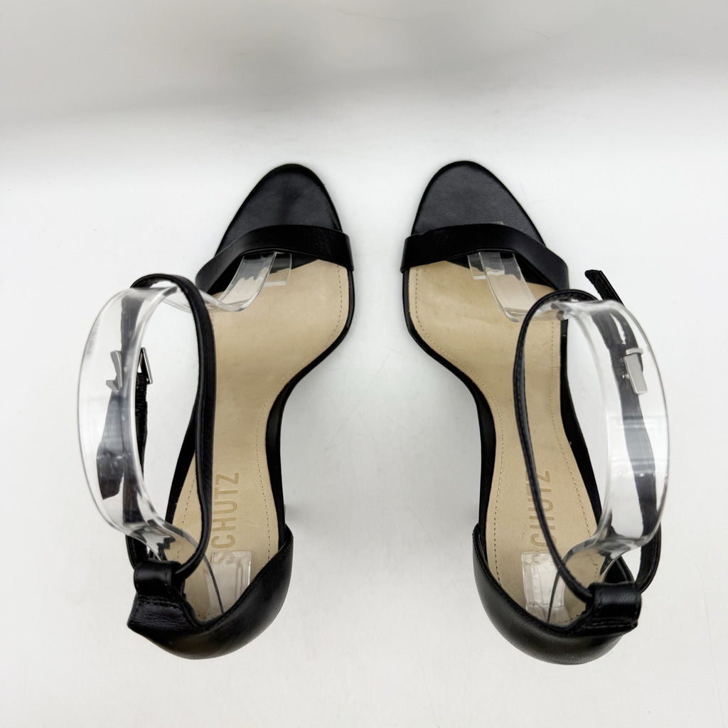 SCHUTZ Womens Cadey Lee Heeled Sandals US 8 B Black Leather NWOB