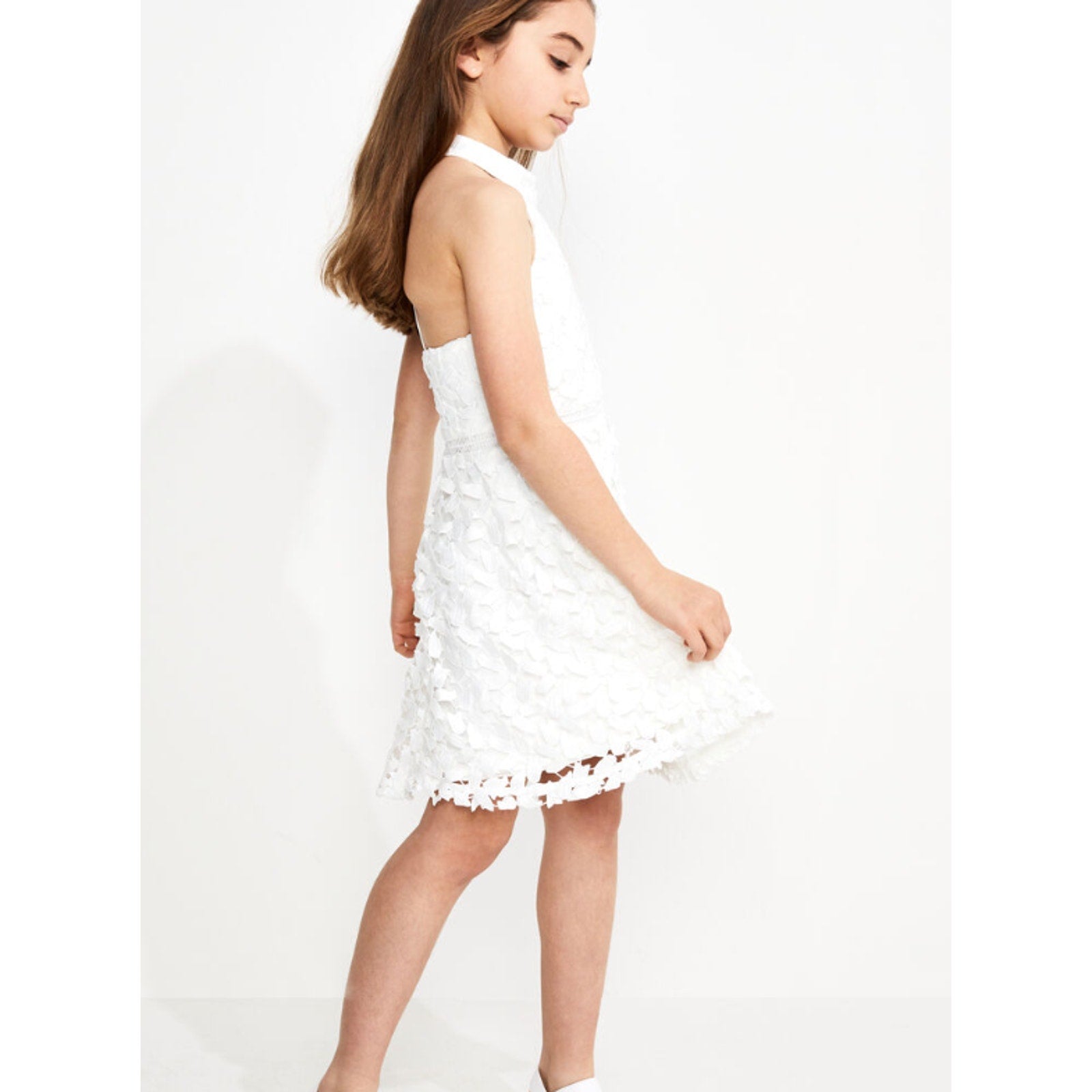 BARDOT JUNIOR Gemma Lace Halter Dress Girls Size 16 Pink White Two Tone NWT