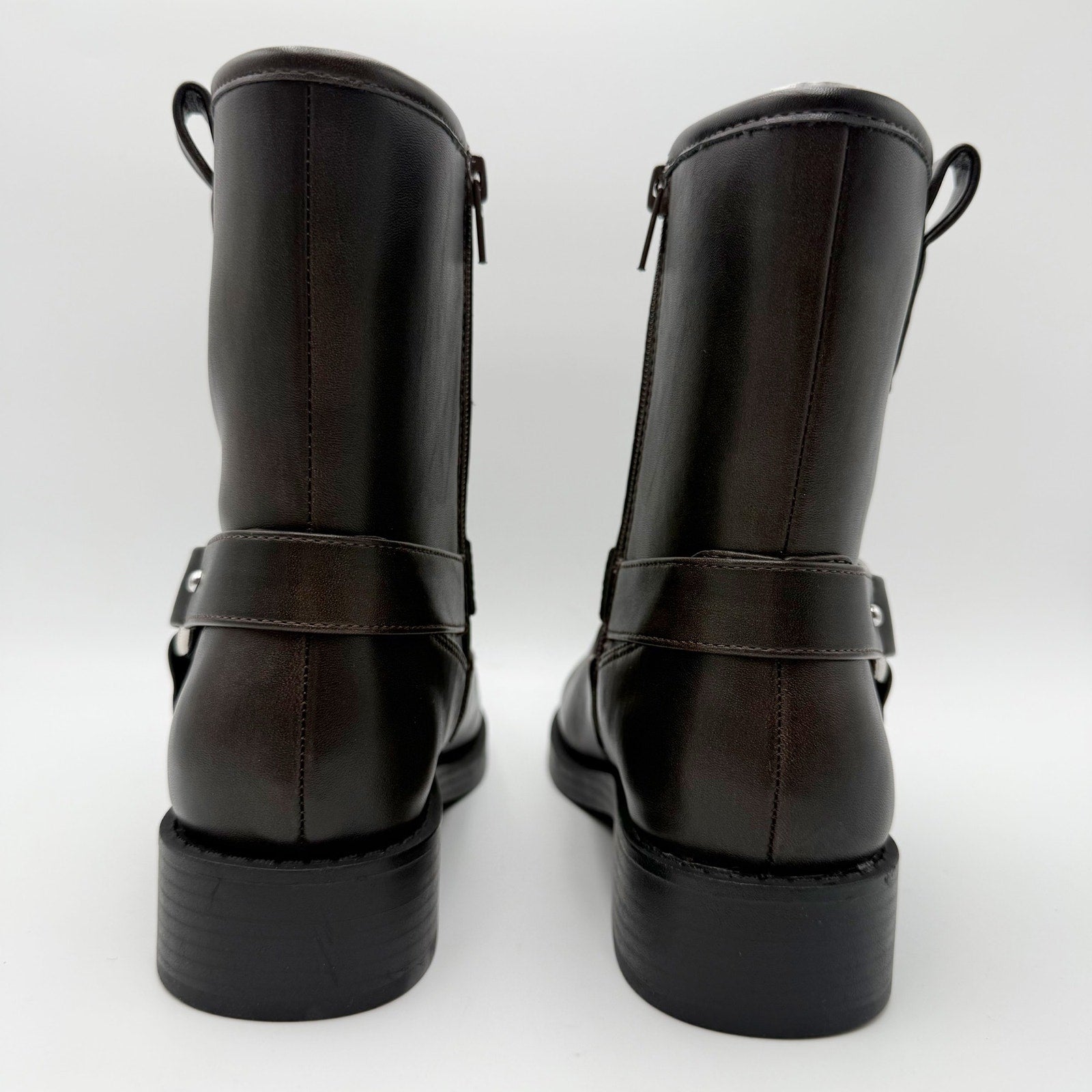 DV by Dolce Vita Womens Poca Harness-Strap Moto Boots Size 7 M Brown NWOB