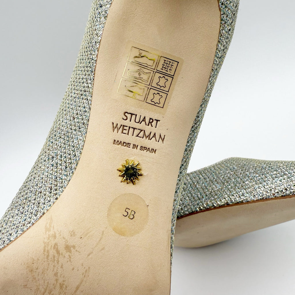 Stuart Weitzman Women’s Stuart 75 Pumps Platino Size 5 Gold Heels NWOB