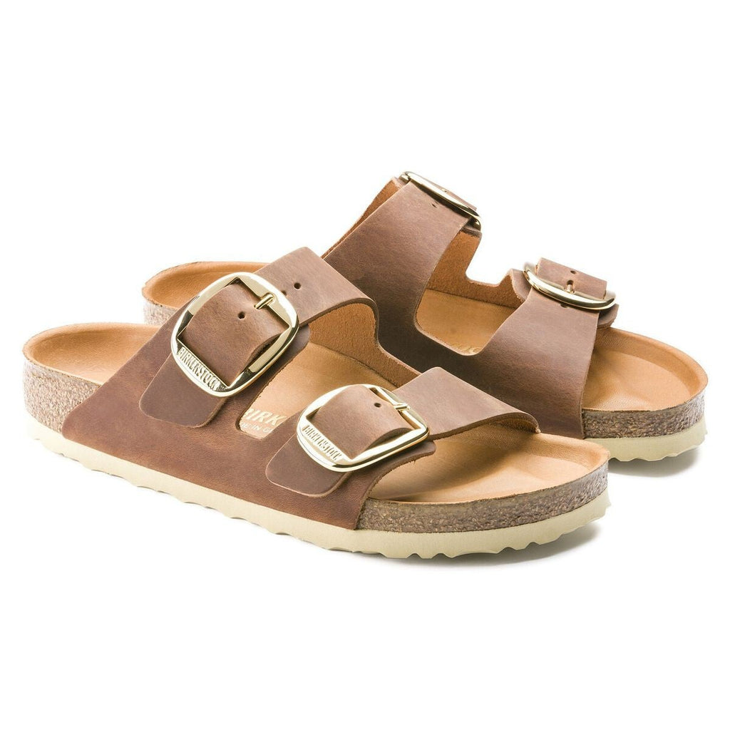 Birkenstock Womens Arizona Big Buckle Sandal EU 37 US 6 Narrow Brown Cognac NWOB