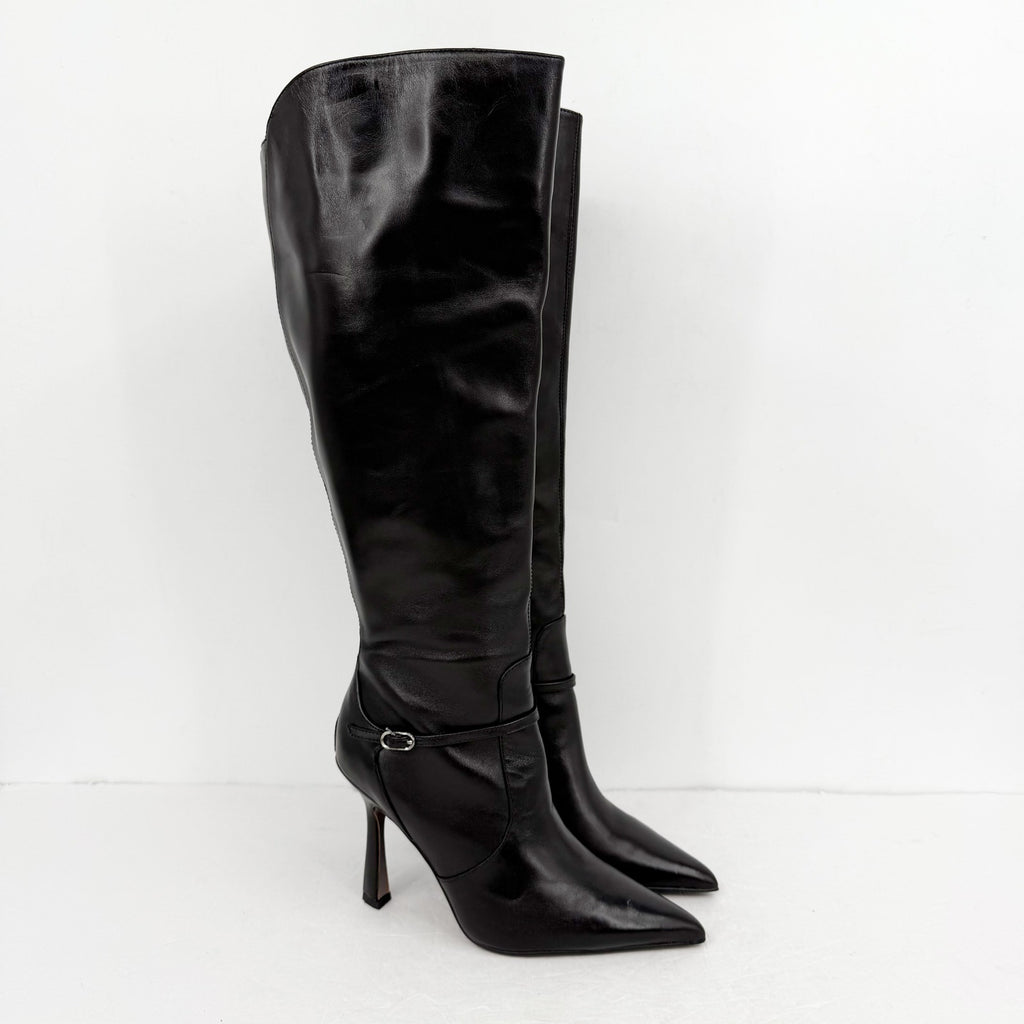 Sam Edelman Womens Elia Above Knee Boots US 6.5 M WIDE CALF Black Leather NIB