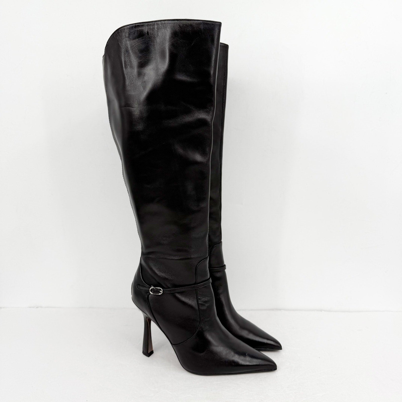 Sam Edelman Womens Elia Above Knee Boots US 6.5 M WIDE CALF Black Leather NIB
