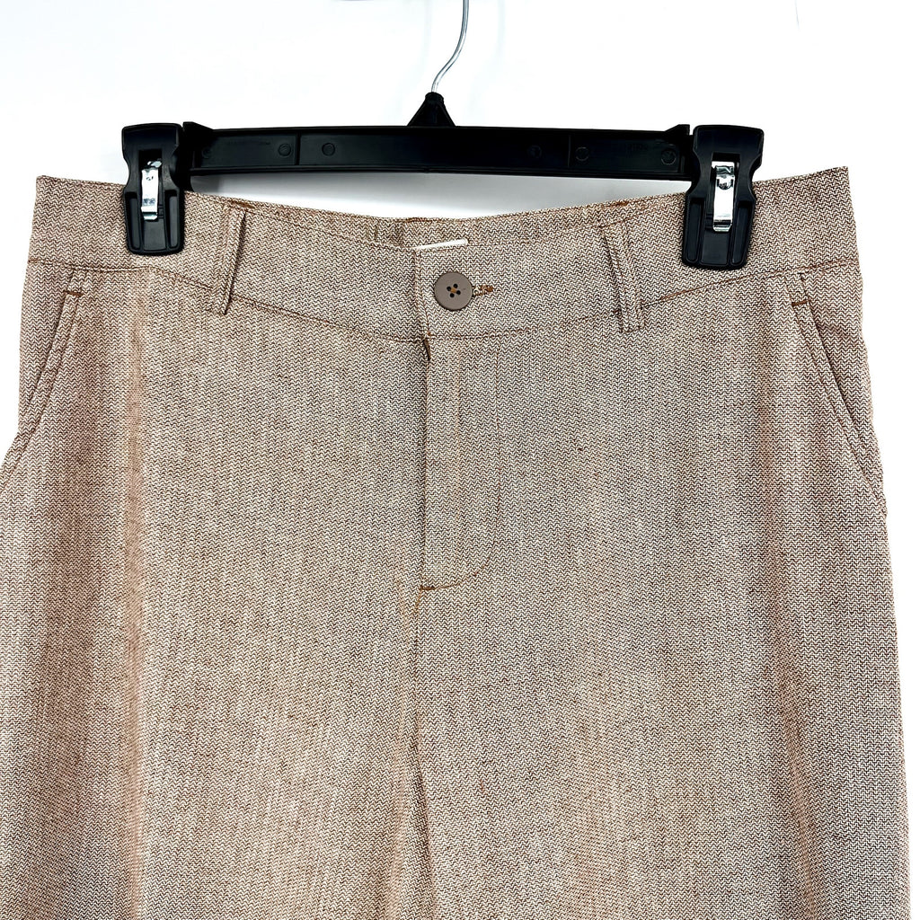 NIC + ZOE Women's Eliot Wide-leg Dress Pants 8 Petite Brown Mix Linen Cotton NWT