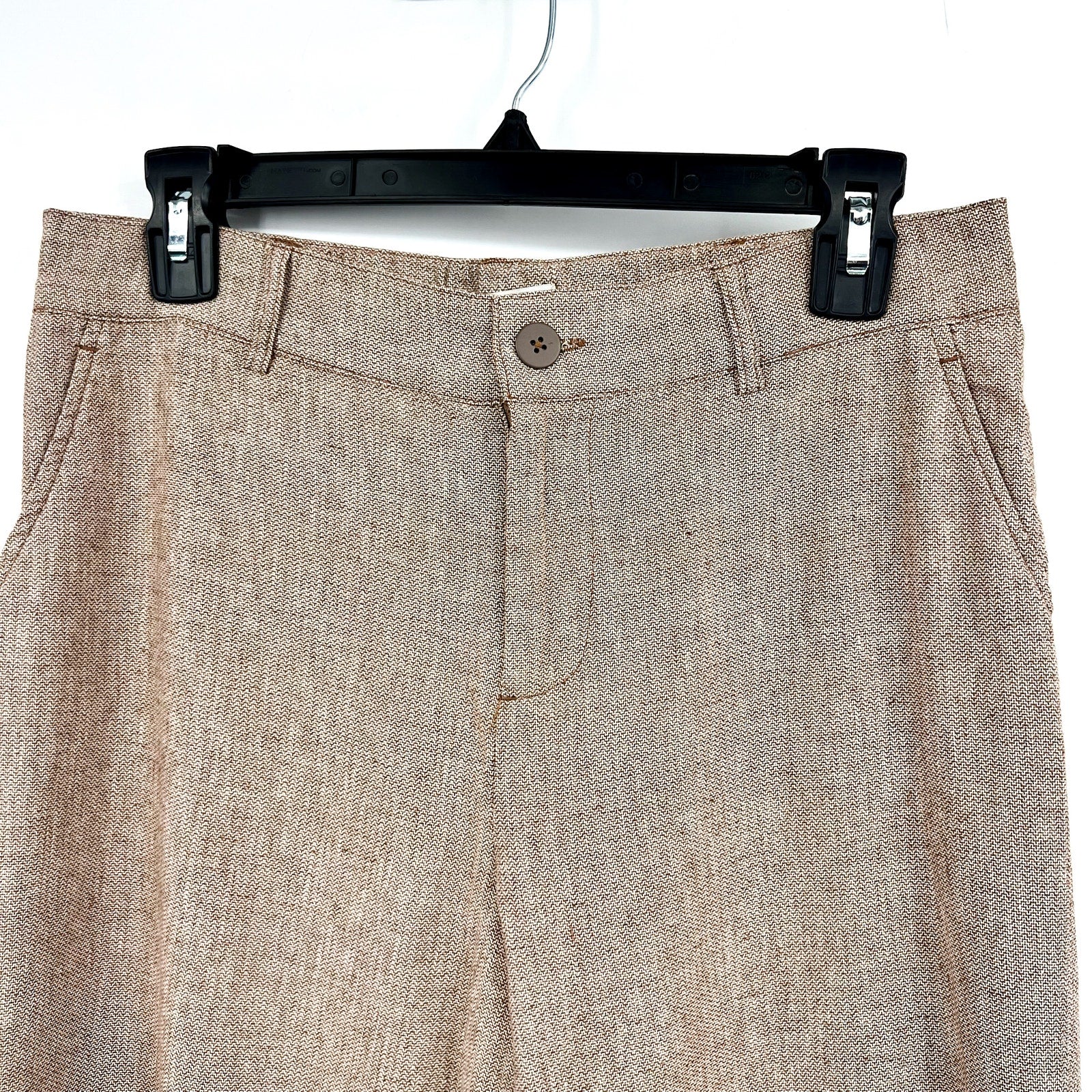 NIC + ZOE Women's Eliot Wide-leg Dress Pants 8 Petite Brown Mix Linen Cotton NWT