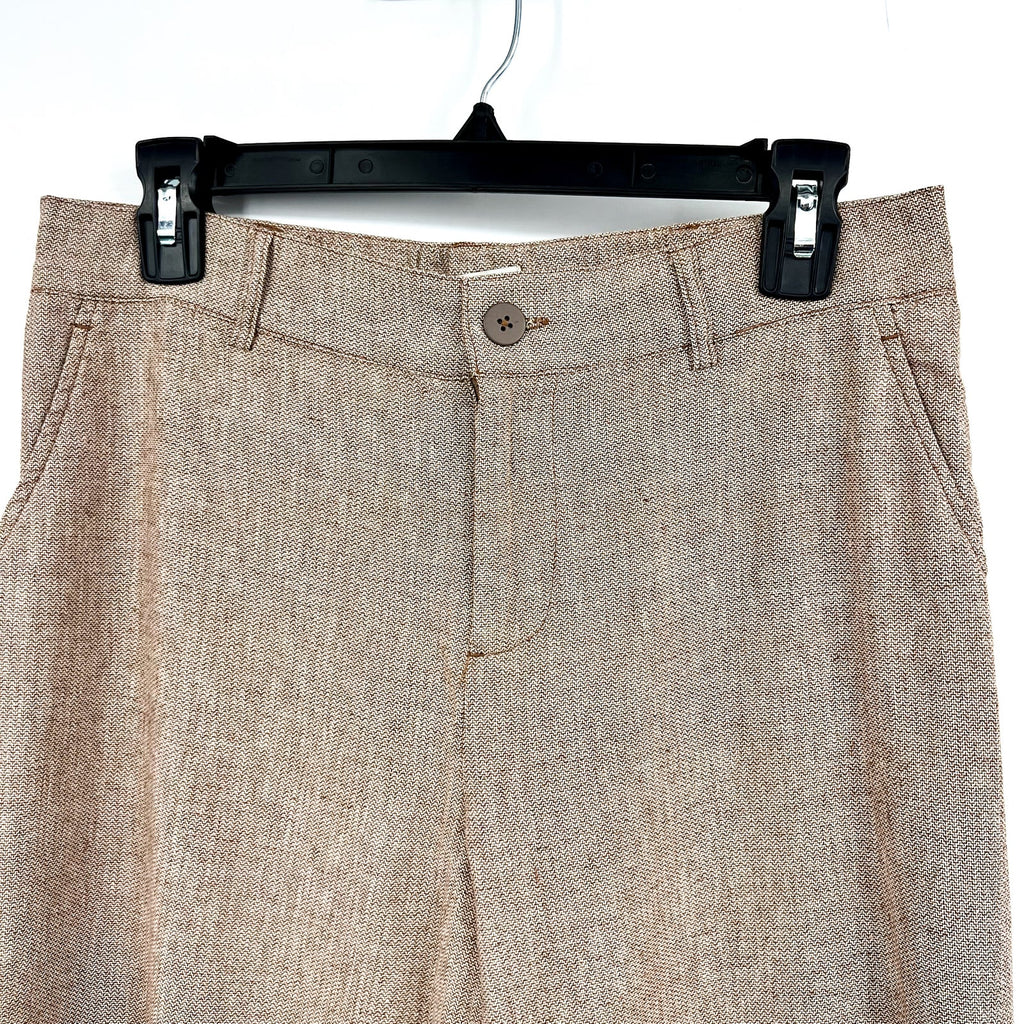NIC + ZOE Women's Eliot Wide-leg Dress Pants 8 Petite Brown Mix Linen Cotton NWT