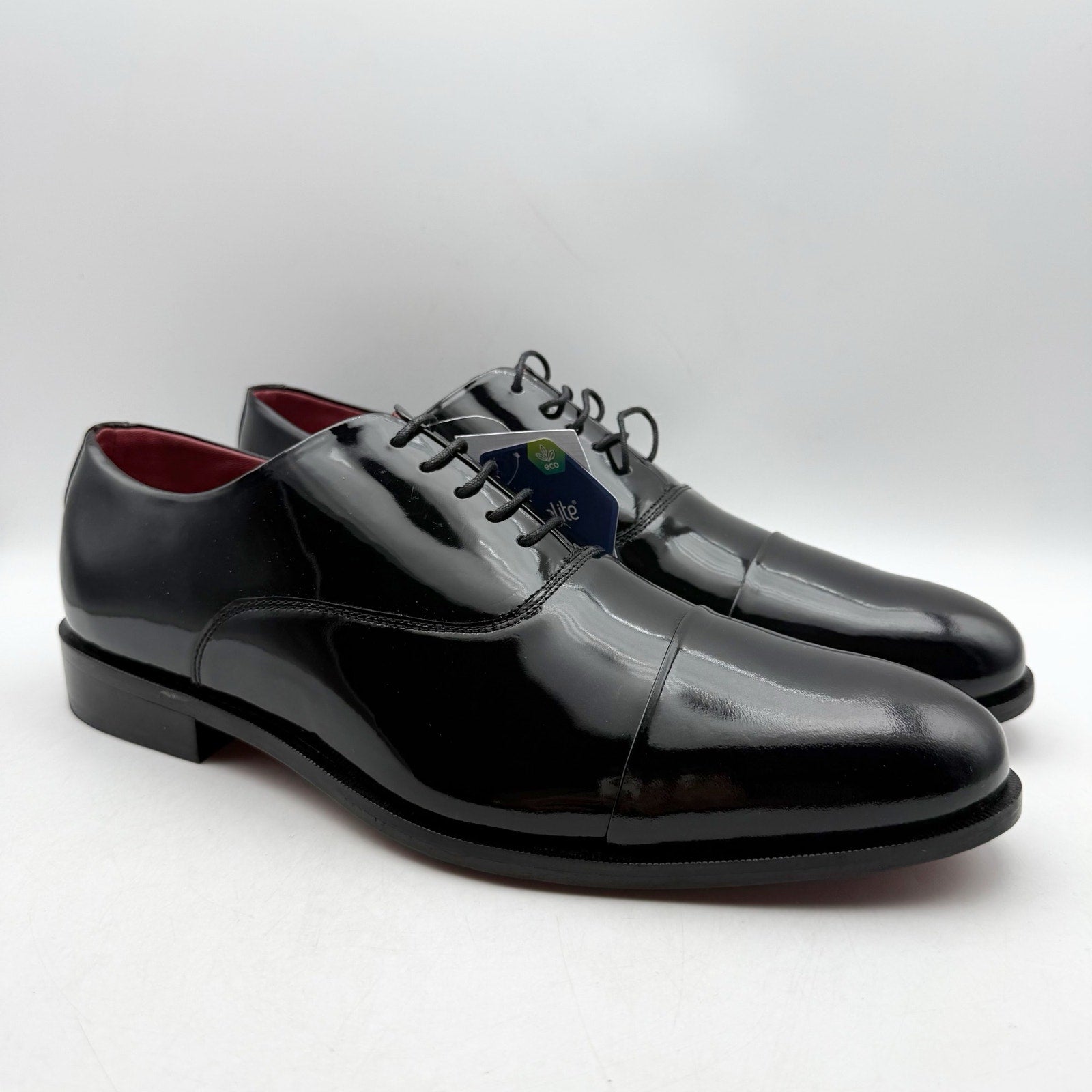 Carlos Santana Mens Tuxedo Cap-Toe Oxford Shoes US 11.5 Black Patent Leather NIB
