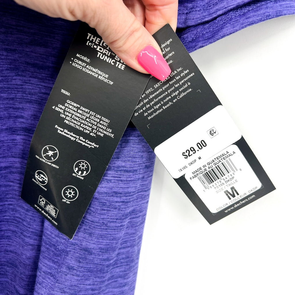 SKECHERS Women's GO DRI Swift Tunic Tee Medium Purple Short Sleeve NWT