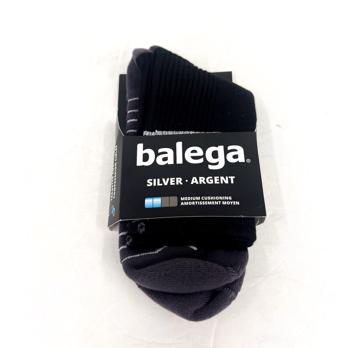 BALEGA Men's XL 12-14 Silver Mini Crew Socks Black Antibacterial Performance NWT