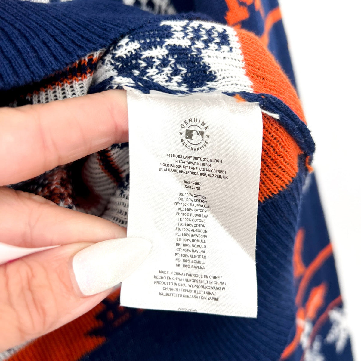 MLB GENUINE MERCHANDISE Womens Houston Astros H Snowflake Sweater Small Navy NWT