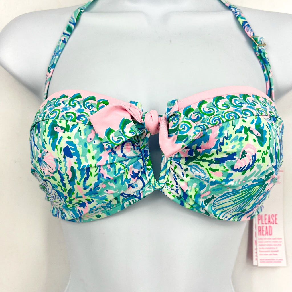 LILLY PULITZER Womens Agnes Bikini Top Size 8 Surf Blue Soleil It On Me NWT