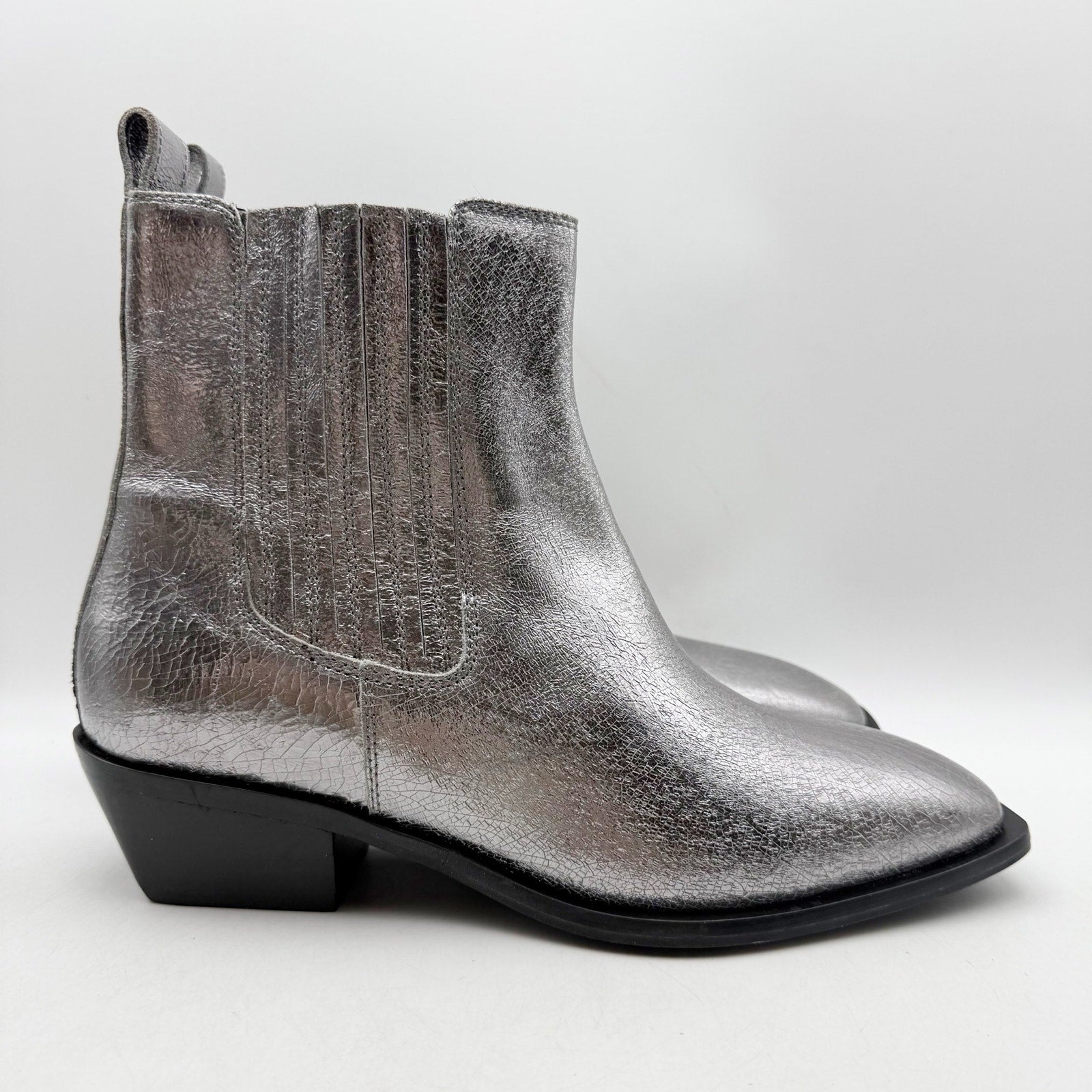 Seychelles Womens Hold Me Down Chelsea Ankle Boots US 10 Silver Leather NWOB