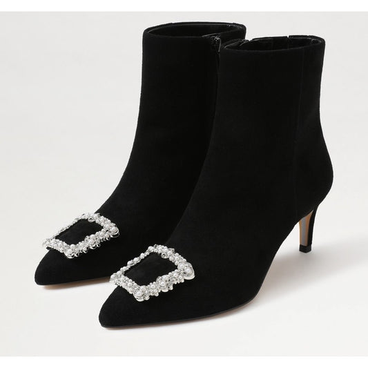 Sam Edelman Womens Ulissa Luster Ankle Bootie US 7.5 Black Suede Rhinestone NWOB