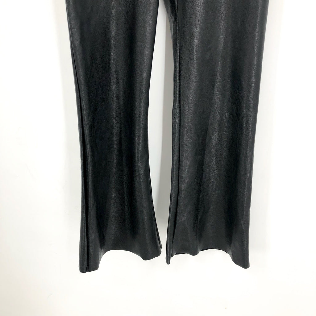 COMMANDO Women's Faux Leather Cropped Flare Leggings Medium Black Stretch NWT