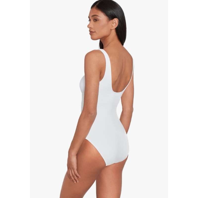 LAUREN RALPH LAUREN One Piece Swimsuit Size 10 White Beach Club Solid Ring NWT